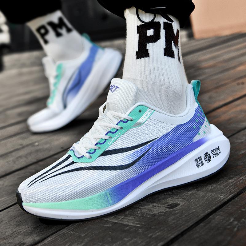 Men's Summer Running Shoes Breathable Mesh Carbon Plate Training Sneakers for Teen Athletes Lightweight Youth Sports Footwear