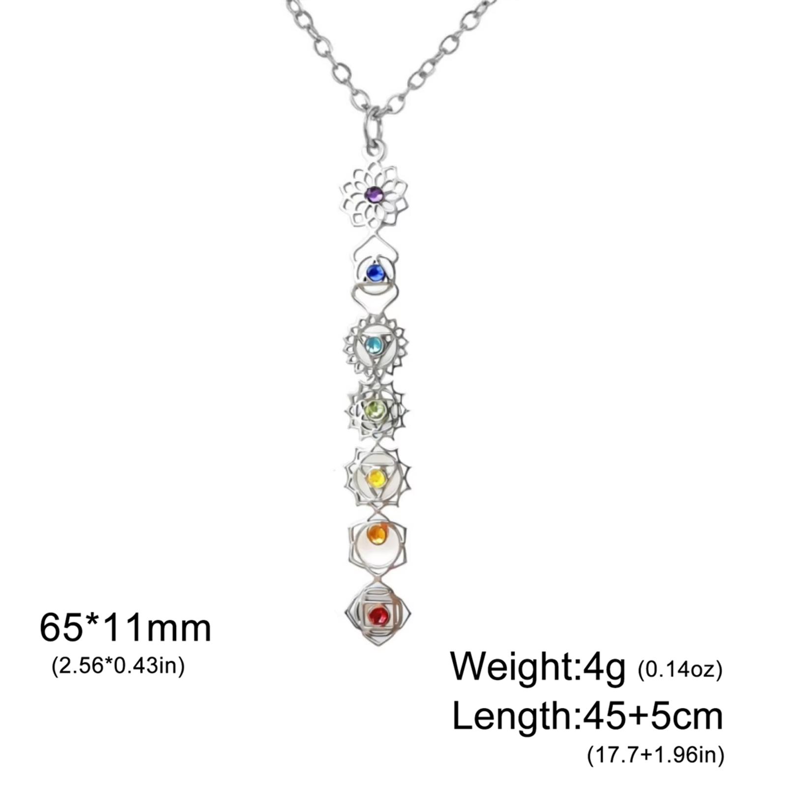 

Yoga 7 Chakra Birth Flower Necklace with Colorful Rhinestones Stainless Steel Meditation Reiki Amulet Necklaces Jewelry