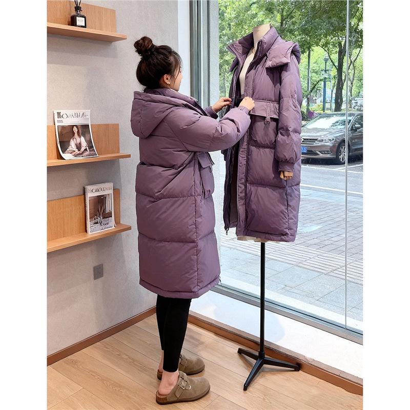 

Women s Mid-Length Puffer Jacket: 2025 Korean Style, Loose Fit, Slimming & Thickened for Warmth M фіолетовий