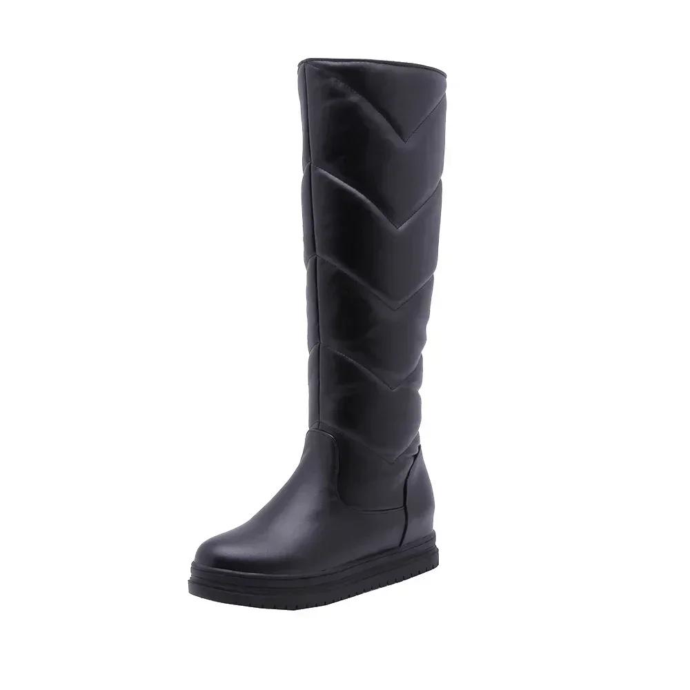 Winter Warm Plush Knee High Boots Women Comfy Flat Heel Snow Boots Slip On Platform Woman Long Boots Shoes Black Pink White 2025