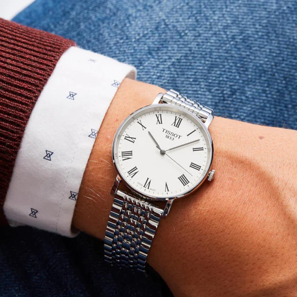 Tissot Meishi Series Quartz Movement Waterproof Bauhaus Style Roman Scale Watch 38mm White Dial Men watches T109.410.11.033.00