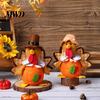 Seasonal Indoor Ornament Thanksgiving Plush Turkey Doll, Stuffed Animal Figurine, Autumn Holiday Tiered Tray Decor Harvest Tabletop Decoration