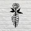 Metal Skeleton Hand Holding Flower Art Wall Decoration Metal Wall Art Decor For Bedroom Living Room Bathroom Bar Decor