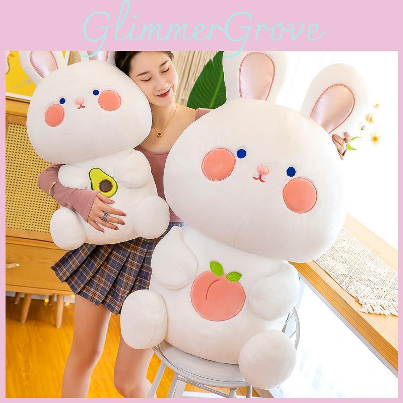 Cartoon Rabbit Peach Plush Toy Stuffed Doll Animal Decoration Cute Gift Kids