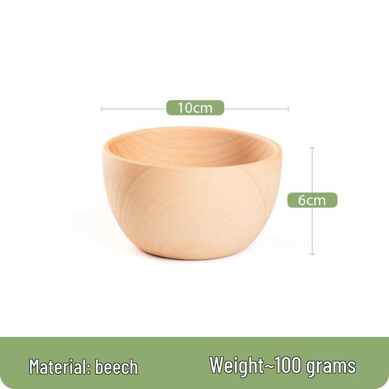 Japanese Style Beech Wood Bowl: Versatile for Noodles, Salads, and Children’s Tableware