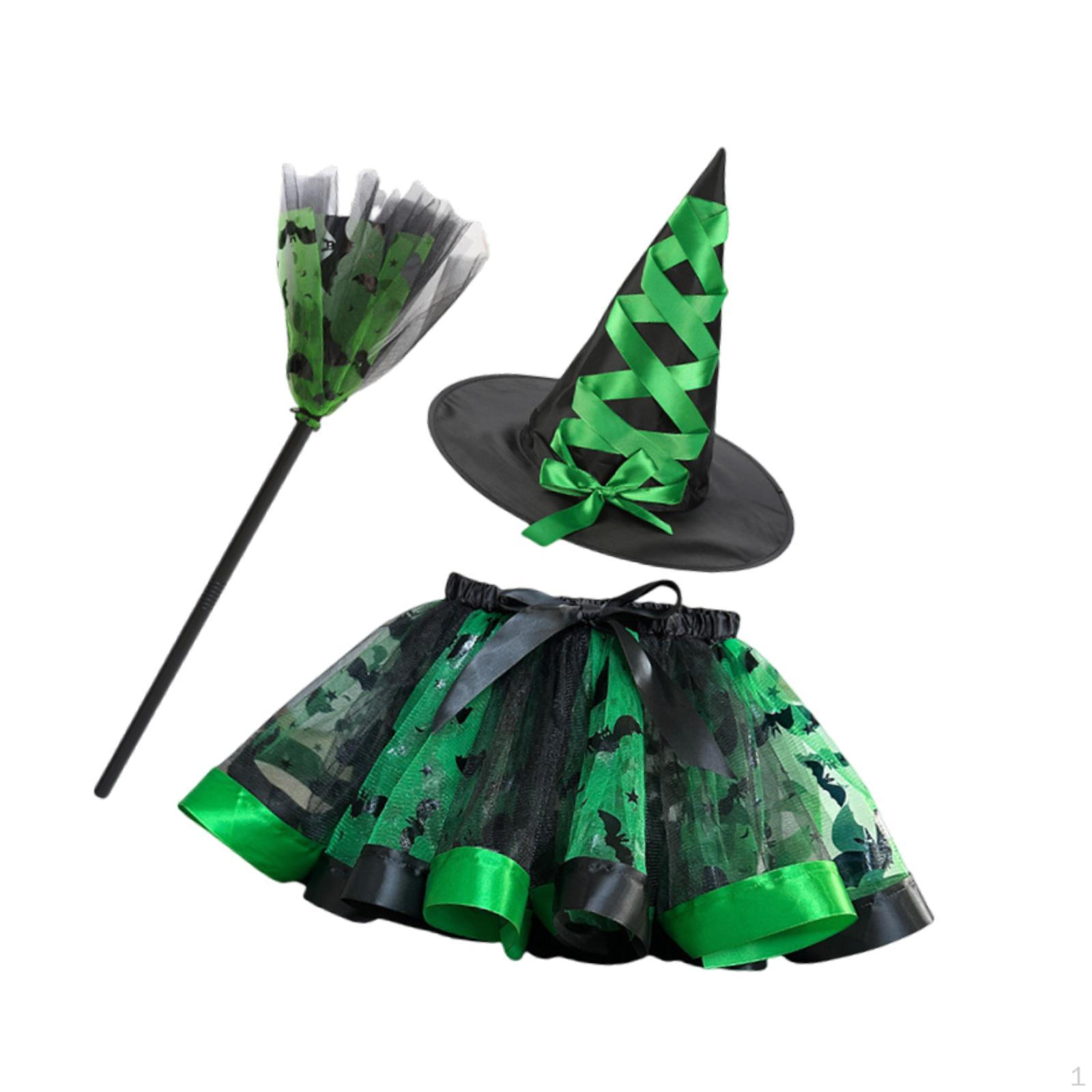 

Костюм ведьмы для девочек, одежда, пачка для украшения, фестиваль, карнавал, вечеринка зелёный