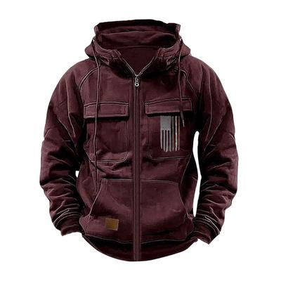 Herbst Winter Herren Kapuzenpullover Bedruckt Reißverschluss Locker Lässig Sport Kapuzensweatshirt Amerikanische Jacke