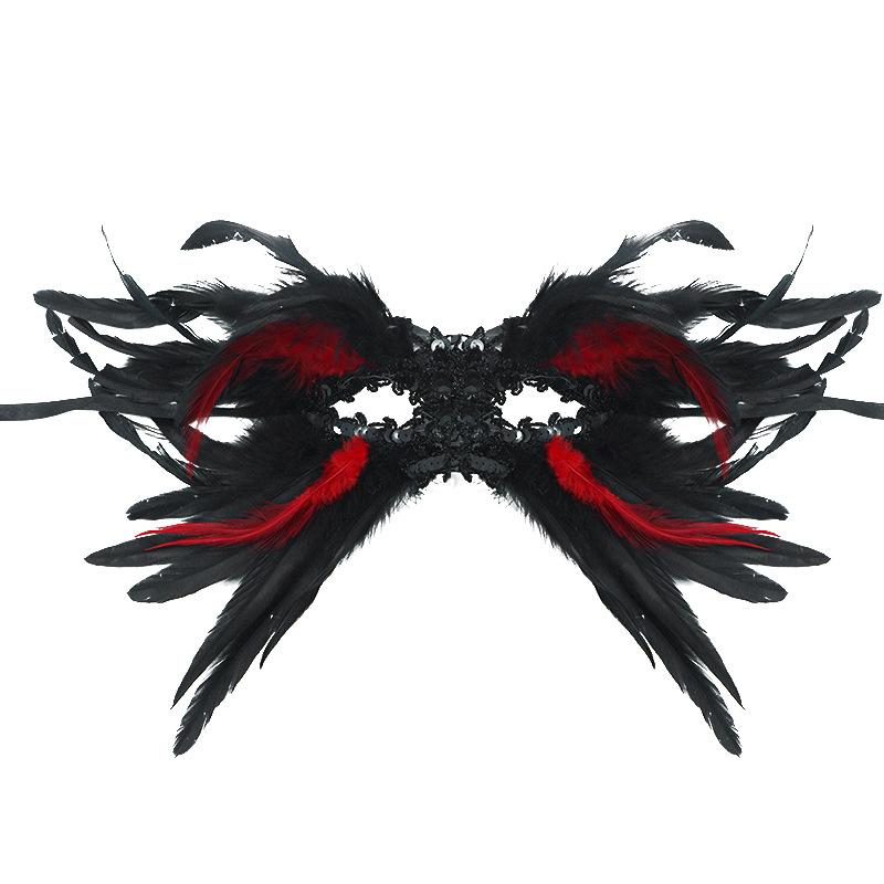 Gothic Halloween Burst Feather Mask Feather Half Face Mask, Performance Prom Eye Mask Sequins Premium Mask