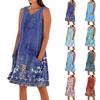 Summer Dresses For Women Loose Beach Vacation Casual Sleeveless V-neck  Sundresses With Pockets Tank Dress