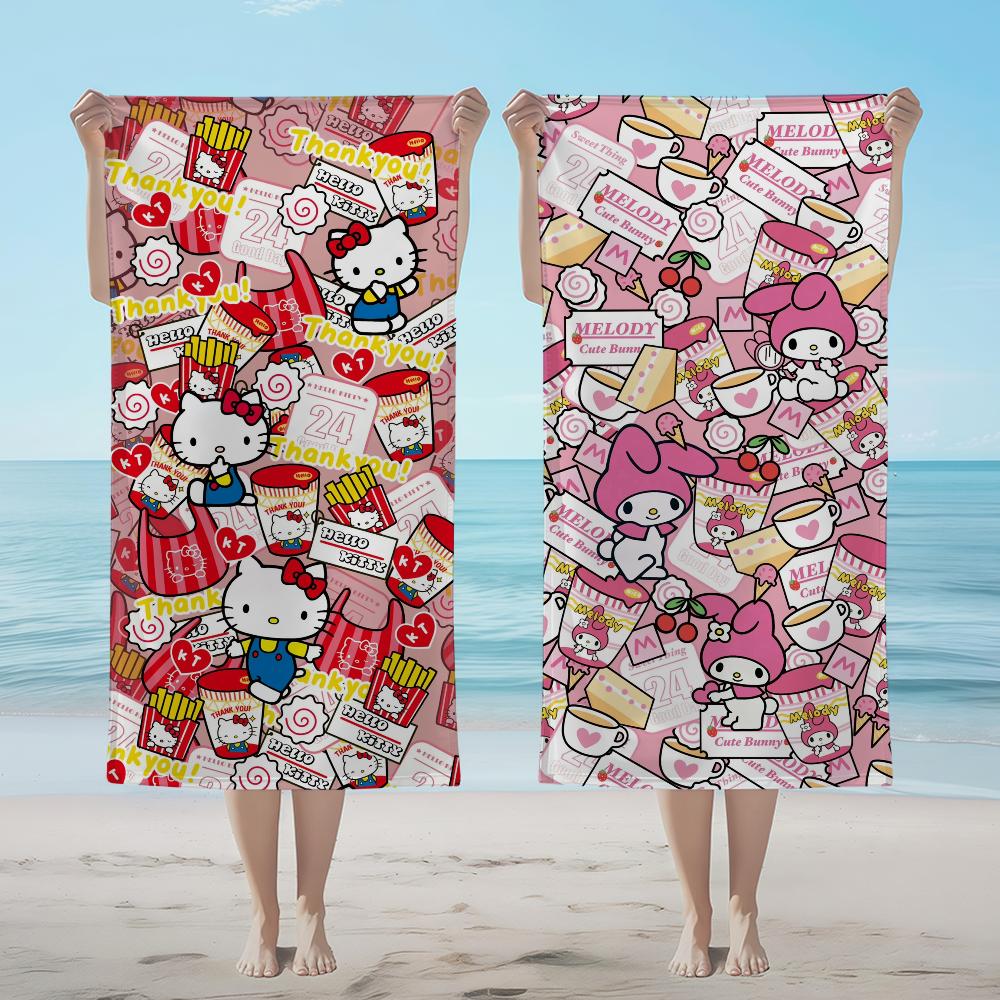 Cartoon Towel Textile Stitching Bathrobe Beach Quick-Drying Lightweight Portable Camping Swim K-KittyS SRO Pool Travel