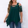 Damen-Top in Übergröße, kurzärmelig, lässig, mit Pailletten, hohl, T-Shirt, plissiert, fließend, Sommer-Tops