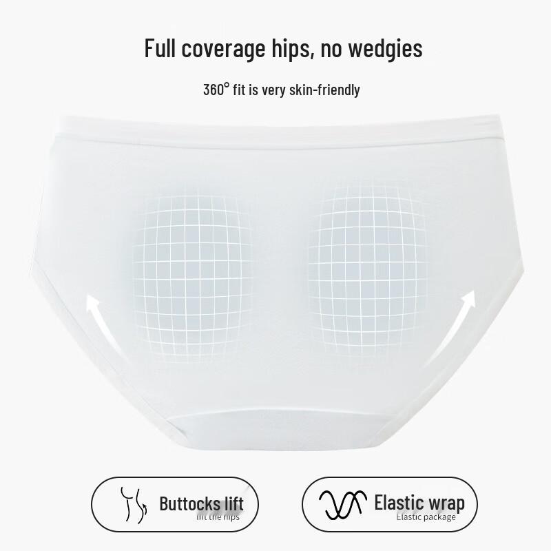 Women's Antibacterial Pure Cotton Seamless Mid-Rise Briefs - 4 Pack