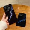Vertical Grain Leather Shell Flashlight Blue Sea Printed Patterned Shockproof Soft Silicone Case with Camera Lens Full Protection for iPhone