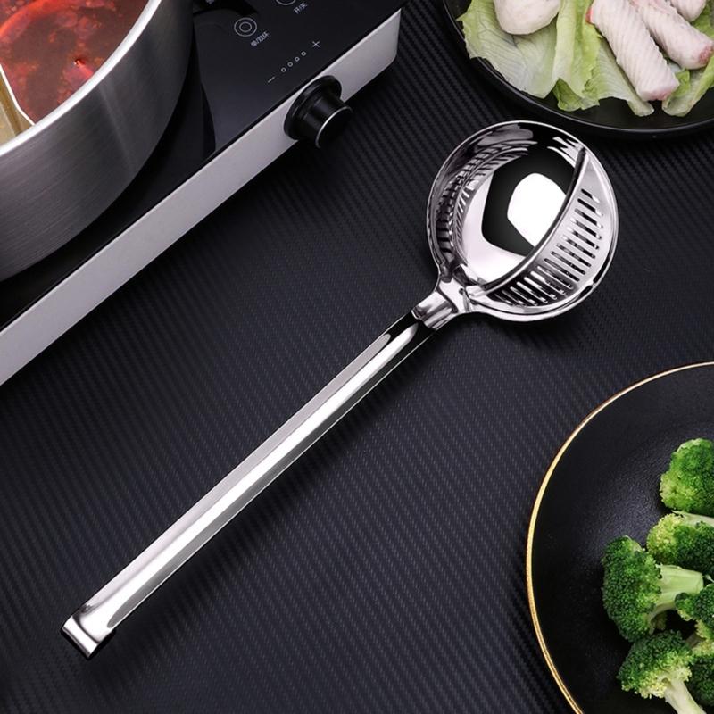 Multifunctional 304 Nonrust Steel Soup Ladles With Hanging Hook And Strainer For Cooking And Serving