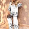 2025 Women's Casual Leopard Print Cotton Linen Two-Piece Set