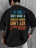 Men's Funny Sarcastic T-Shirt with If You Don't Want Sarcastic Answer Don't Ask Stupid Question Print - Casual Round N
