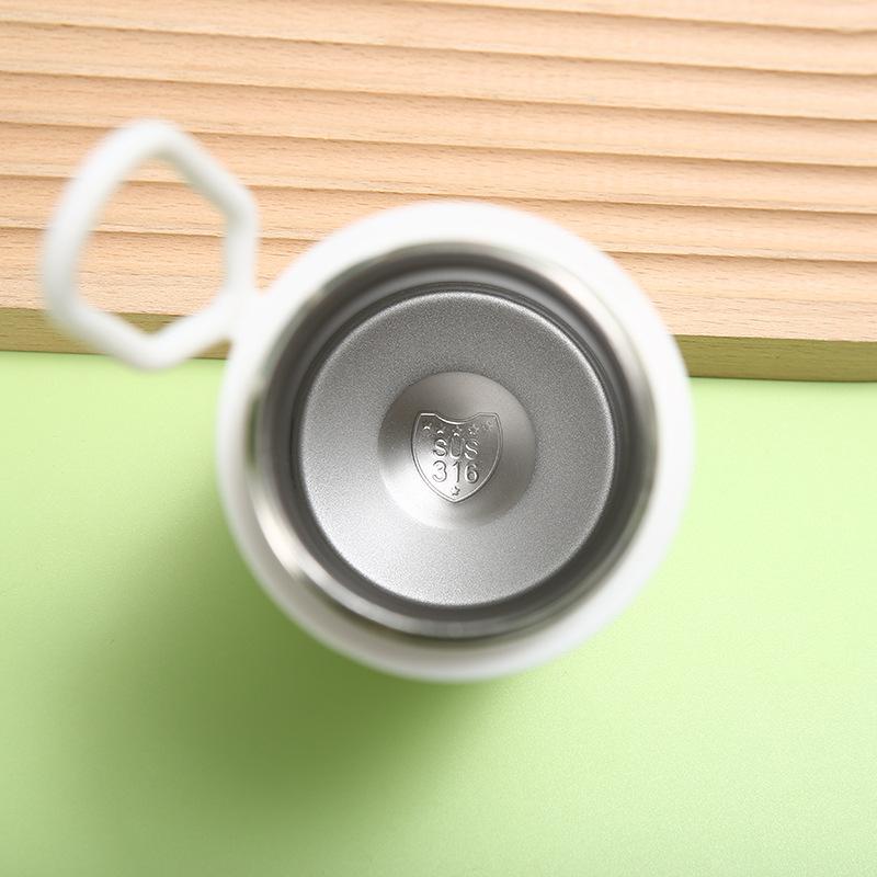 Stainless Steel Non-printing Thermos Cup High Appearance Level Ins Wind Bounce Cup Straight Drink Silicone Handle with Tea Separator Cup