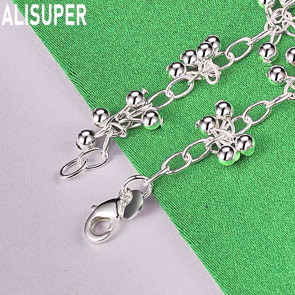 925 Sterling Silver Multi-Cluster Tassel Bead Bracelet - Exquisite Gift Jewelry