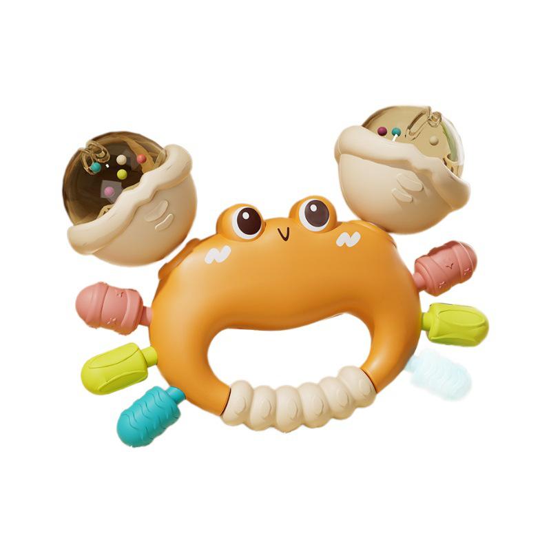 Crab Soft Rubber Rattle & Teether Hand Grip Ball - Baby Toy for 3-6 Months