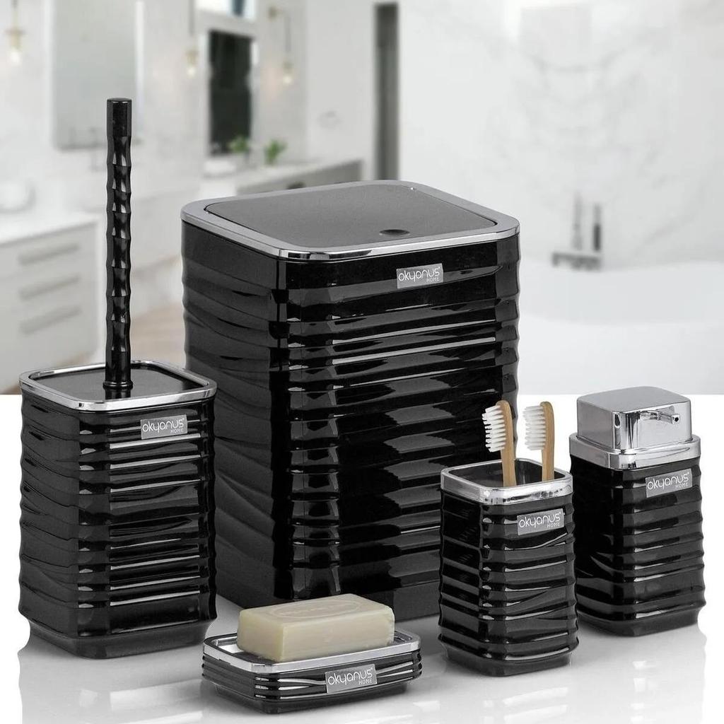 Luna Chrome Square 5-Piece Bathroom Set - 4 Different Color Options