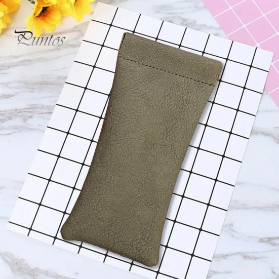 2 Pcs Sunglasses Pouch Soft Auto-Closing Stylish Case Faux Leather Anti-Scratch Lining Compact Glasses Bag Microfiber Screen Cleaning Bag