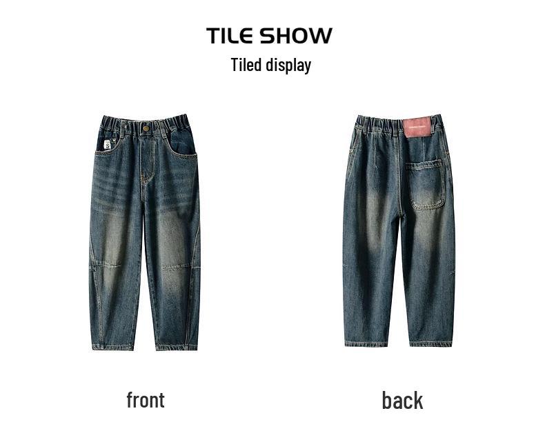Boys' Loose Wide-Leg Denim Jeans - Spring/Autumn 2025 Collection