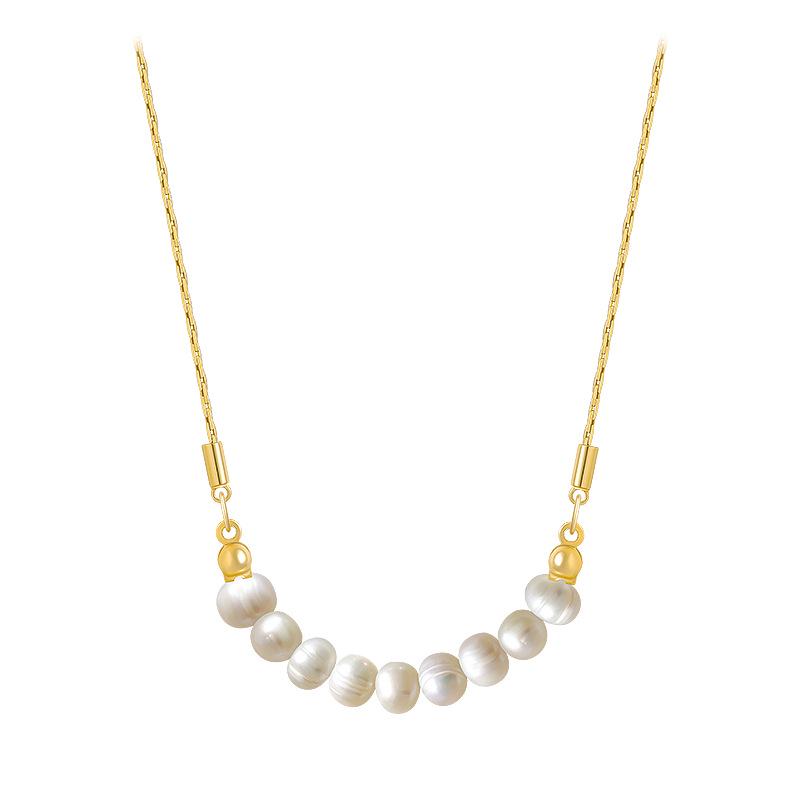 

Барочный чокер из пресноводного жемчуга для женщин - Ожерелье на ключицу из титановой стали