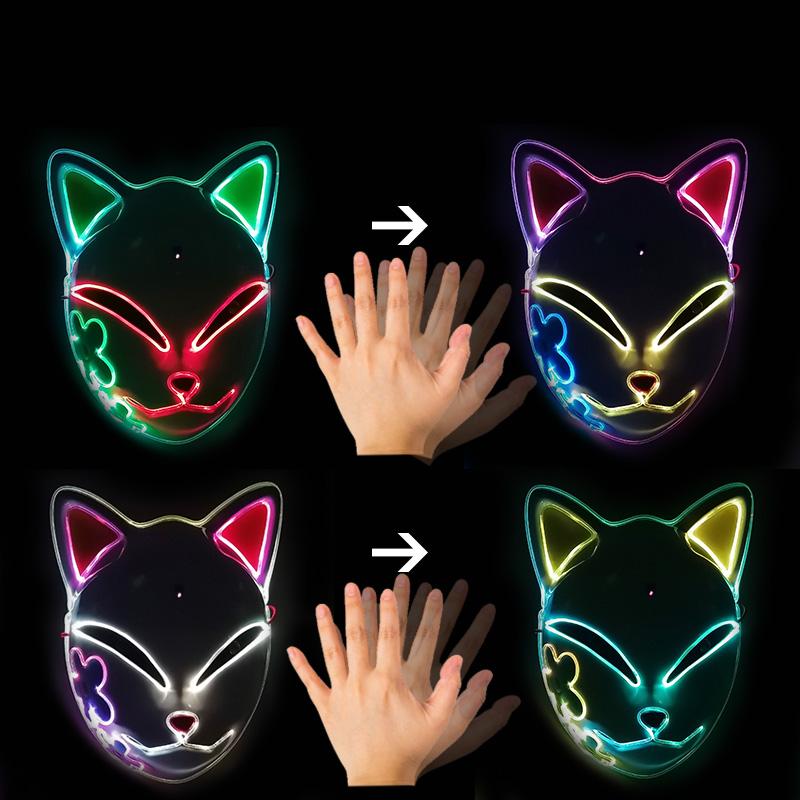 Gestensteuerung Japanischer Anime LED Gesichtsmaske Cosplay Party Masken Leuchtende Masken Kostümzubehör für Karneval Festival Zubehör