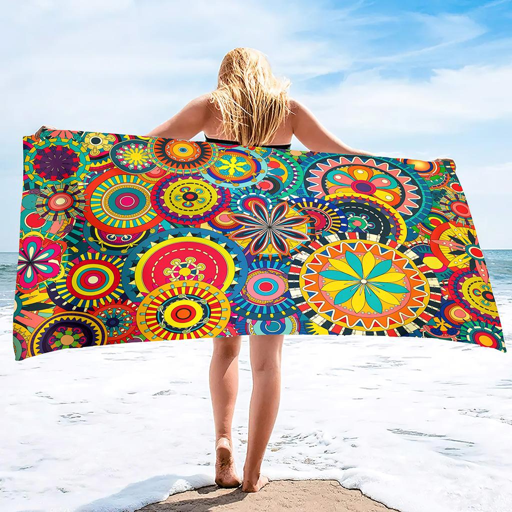 Bath Towel Boho Style Flower,Oversized Sand Proof Blanket Swimming Floral Flowers Bath Pool Towel for Travel Camping Yoga Sport