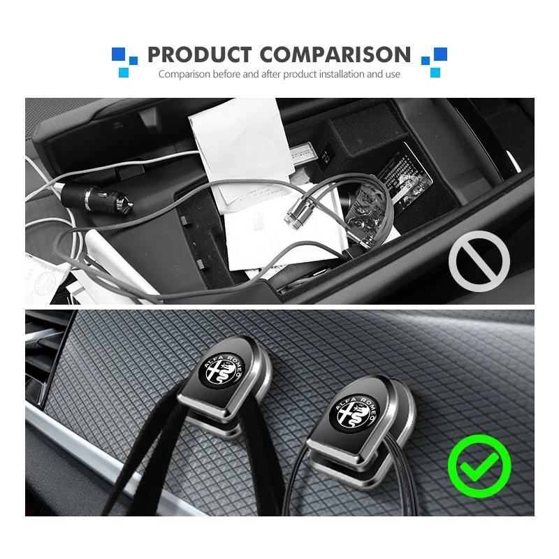 BBDJ3 4pcs Mini Car Seat Headrest Hook USB Storage Organizer Holder For Alfa Romeo 159 Giulietta Giulia 147 Mito 156 159 166 GT