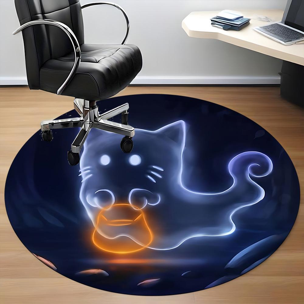1pc Cat Spirit Office Round Area Rug, Under Office Chairs Bedroom Living Room Home Decor, Room Deco, Available In Various Sizes
