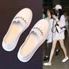 Little white shoes women's shoes spring and autumn 2025 new flat bottom shallow mouth one pedal shoes Doudou casual single shoes pregnant women