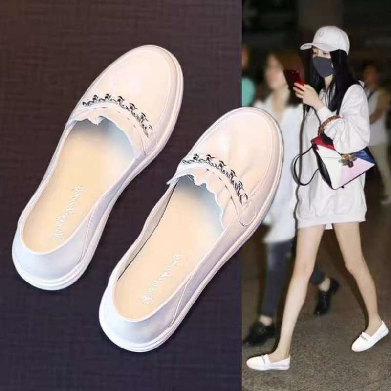 Little White Shoes Women's Shoes Spring and Autumn 2025 New Flat Bottom Shallow Mouth One Pedal Shoes Doudou Casual Single Shoes Pregnant Women