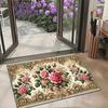 VIKAMA Flannel Rug Mat Romantic Rose-Style Versatile Home Decor Rug Machine-Washable Hallway Rug Home Decor