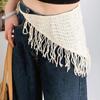 Bohemian Knitted Butt Flap Hollowing Out Tassel Hip Apron Triangular Scarf Tie Straps  Women Girls