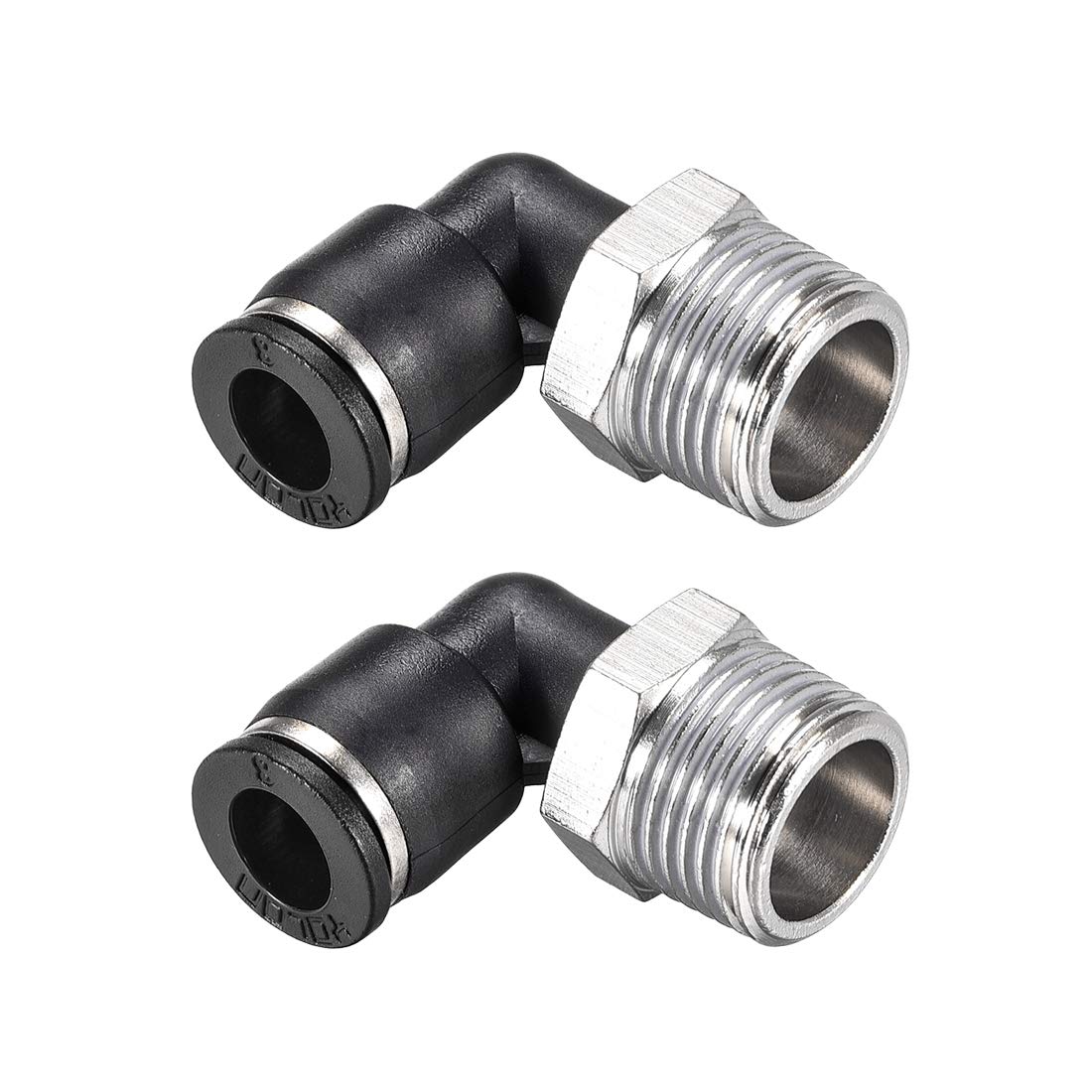 

uxcell Push Connector Tube Fitting Male Elbow 8mm Tube OD X 3/8NPT Thread Pneumatic 34mm x 32mm чорний