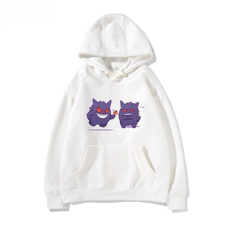 Pokémon Cartoon Cute Gengar Print Hoodie for Men and Women Autumn_winter New Y2K Harajuku Large Size Casual Trend Sweater Top