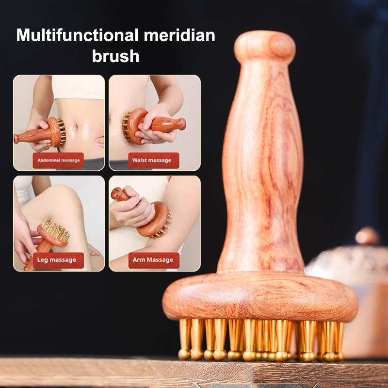 Tragbares Messing Holz Gua Sha Massagegerät Kopf Hals Bein Körper Meridian Massagegerät Lymphatisches Muskel Relief Schmerz Tiefengewebe Massage