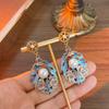 Enamel Relief National Style New Chinese Plum Blossom Earrings Medieval Vintage Gorgeous Retro Old Earrings