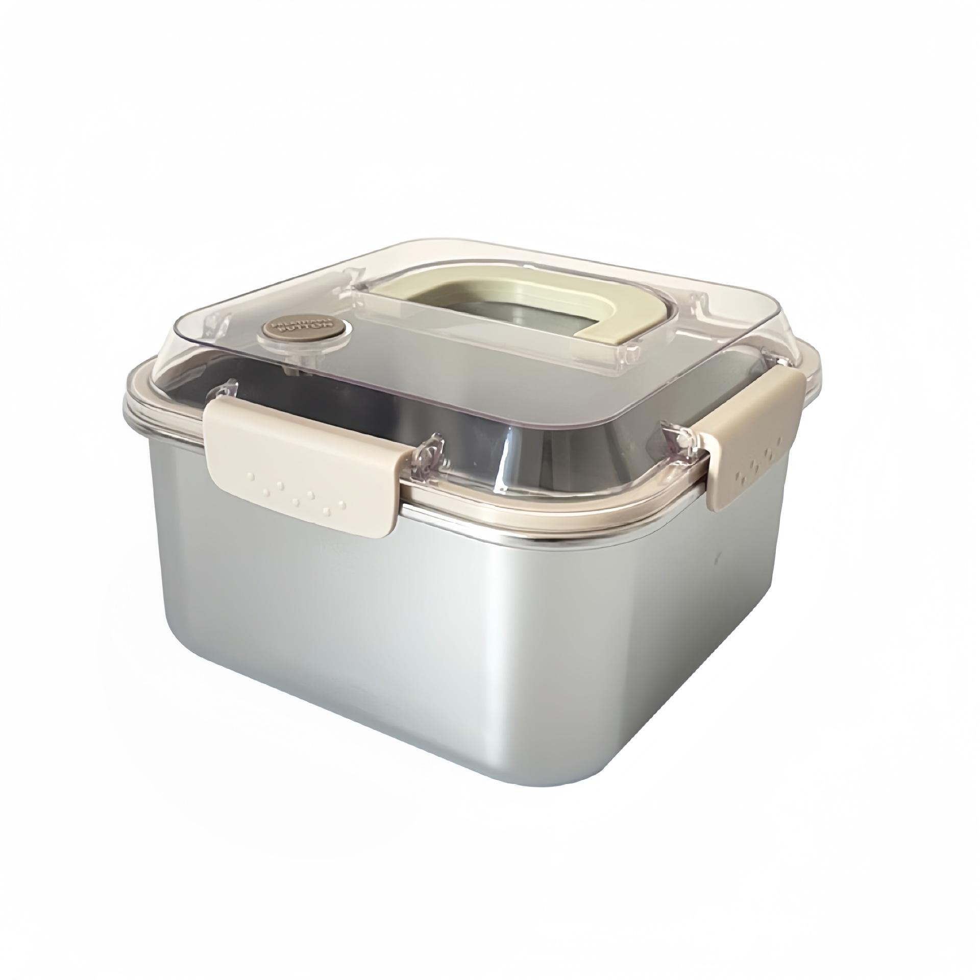 1600ML Stainless Steel Lunch Box Square Food Containers Keep FreshBento Box With Handle For Office 1600ml 1 2640₽