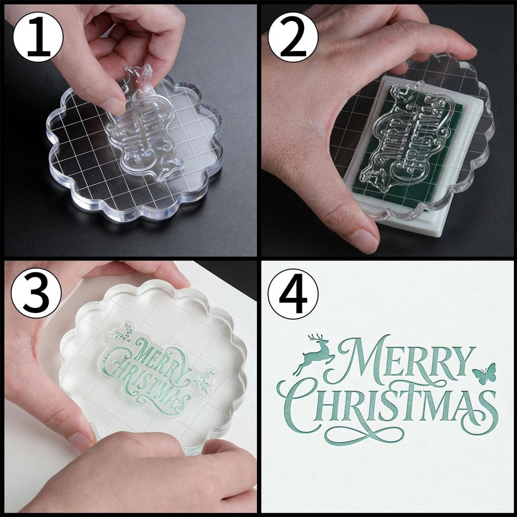 6/9Pcs Multipurpose Stamping Blocks with Alignment Guide Clear Acrylic Stamper Blocks For Card Making Journal Planner