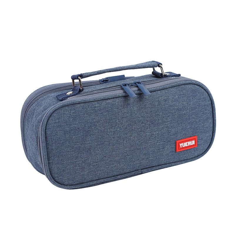 Multi-layer Double Zipper Oxford Cloth Pencil Case: Large Capacity for Junior High & High School Students