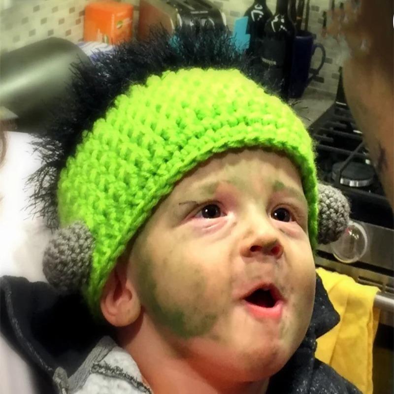 New Fashionable Handmade Crocheted Striped Double Tail Funny Witch Hat for Adults