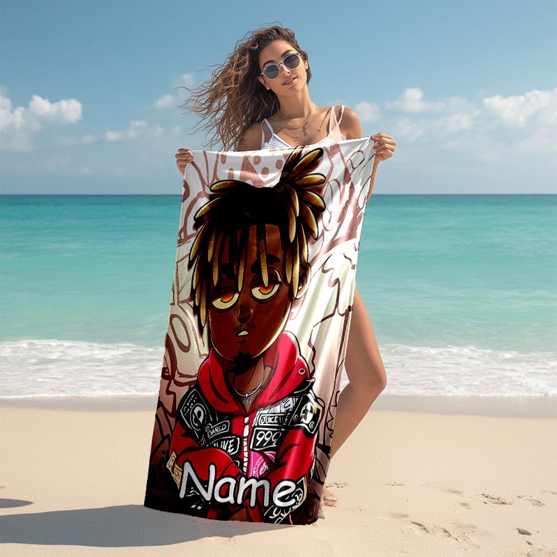 Personalized customized proof beach towel with Juice WRLD pattern - soft, absorbent,quick-drying,perfect swimming,camping&bathing