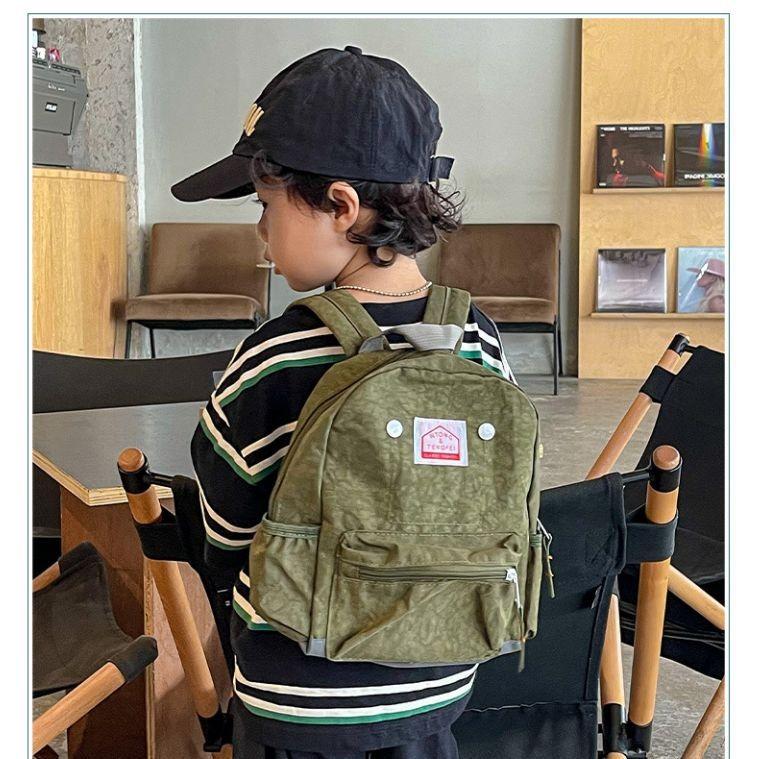 Solid Simple Color Letter Decoration Children Backpack With Pocket Multi