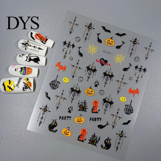 Parties Nail Art Stickers Halloween Stickers, 5D Embossed Skull Pumpkin Ghost Relief Supplies Decals, Waterproof Self Adhesive Manicure Decoration