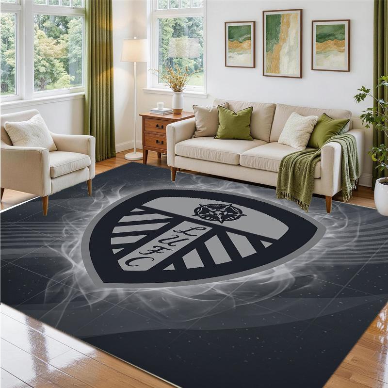Leeds United Design Crystal Velvet Rug Soft Decorative Mat for Bedroom Entrance