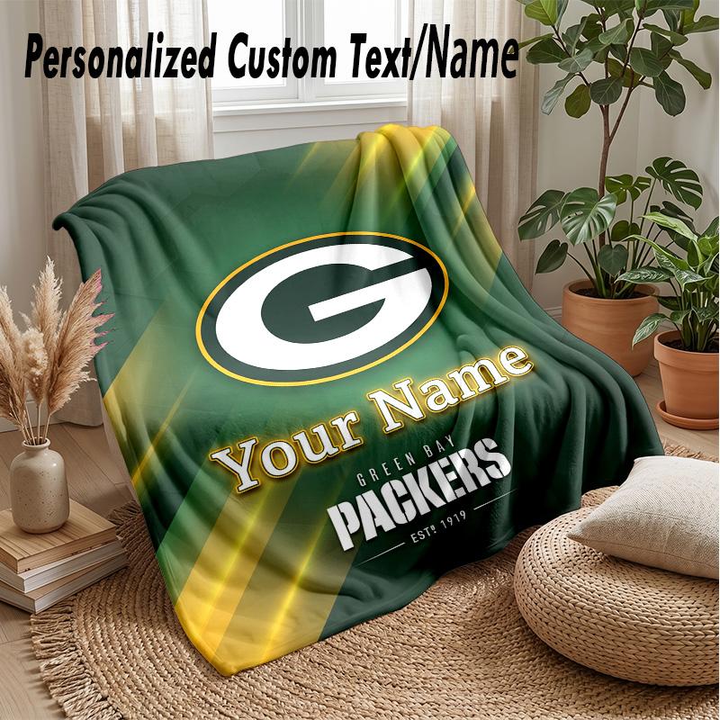 Green Bay Packers Coperta Plaid Personalizzata Stampa il Tuo Nome Testo Morbida Calda Coperta Regalo di Festa