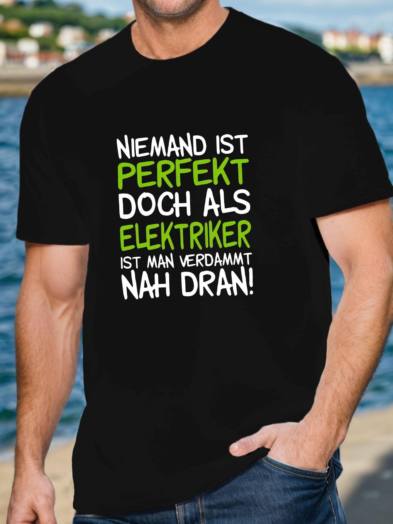 T-Shirt y2k Electrician German Quote T Black/Green M