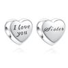 New European I Love You Dauther Auntie Cousin Diy Bead Fit Original Charms Silver 925 Bracelet Jewelry Women Acessories